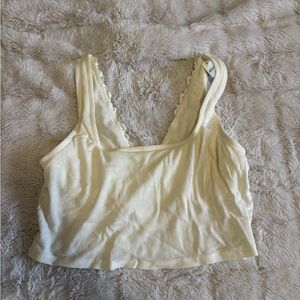 Aerie Cream Ribbed Bra Top